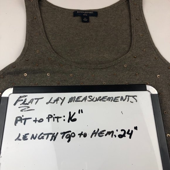 Banana Republic Petite Tan/Light Brown Cotton Sequined Sweater Academia Tank Top - Picture 9 of 9